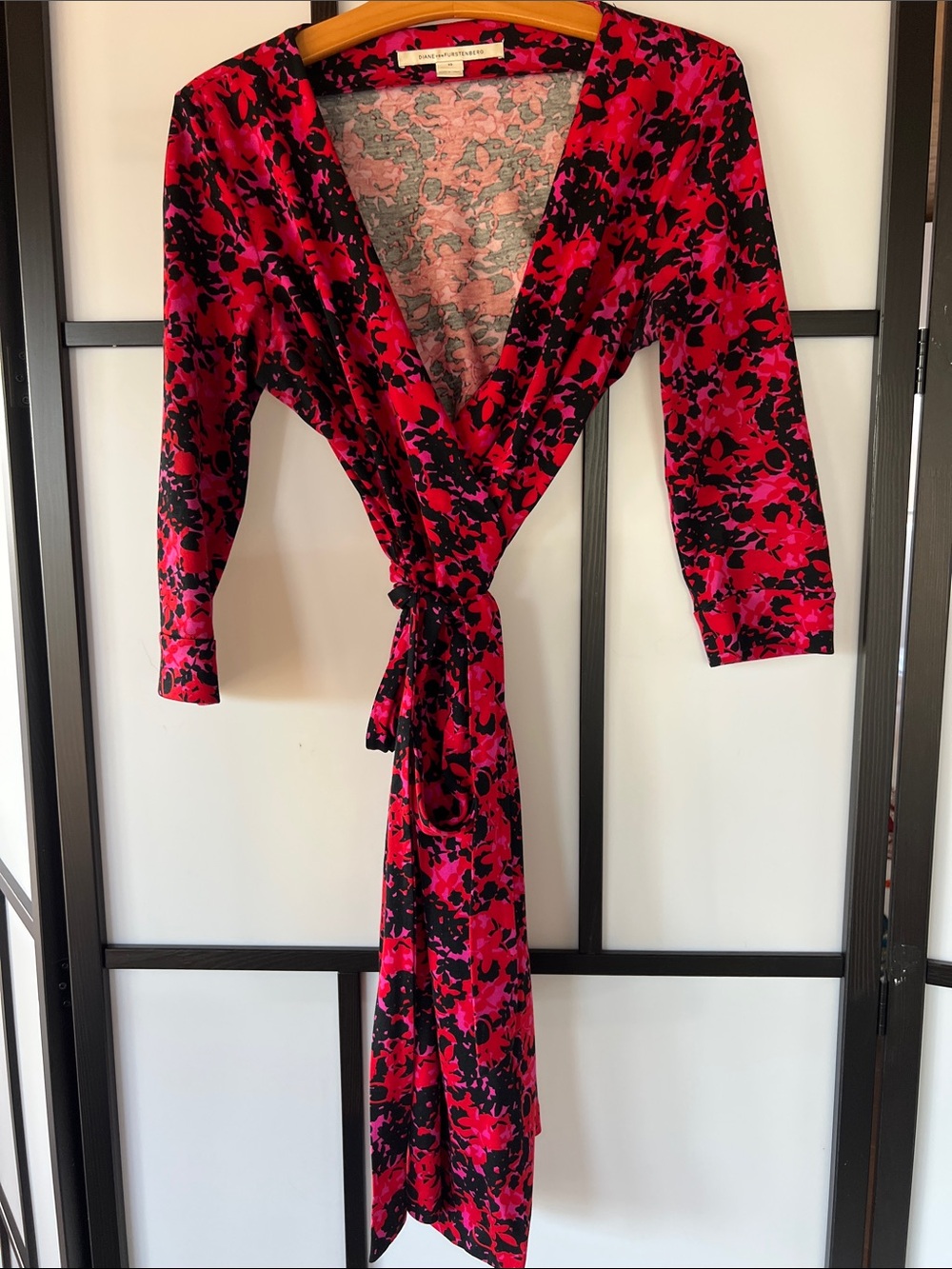 Diane von Furstenberg Julian two Red & Pink floral wrap dress